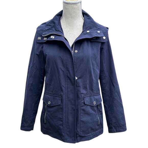 Vintage Esprit Navy Nautical Hooded High Collar Jacket 2 - Picture 3 of 10